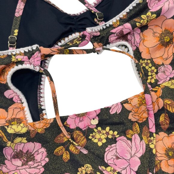 Victorias Secret Women SZ L Boho Floral Cutout Monokini Swimsuit Ruffled Straps - Picture 10 of 15